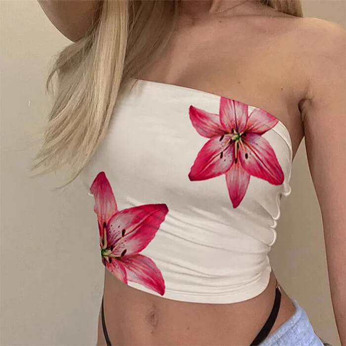 2000s floral tube top boogzel clothing