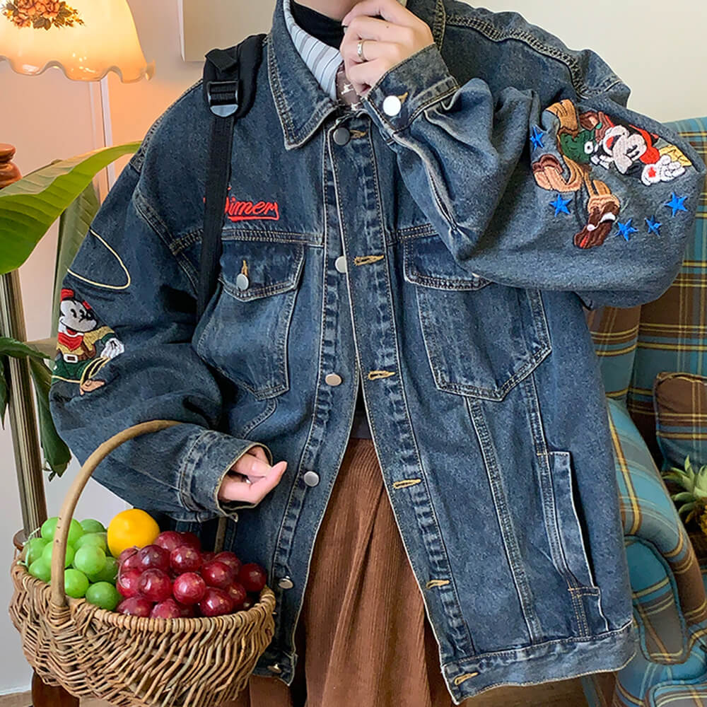 90s kids embroidery denim jacket boogzel clothing