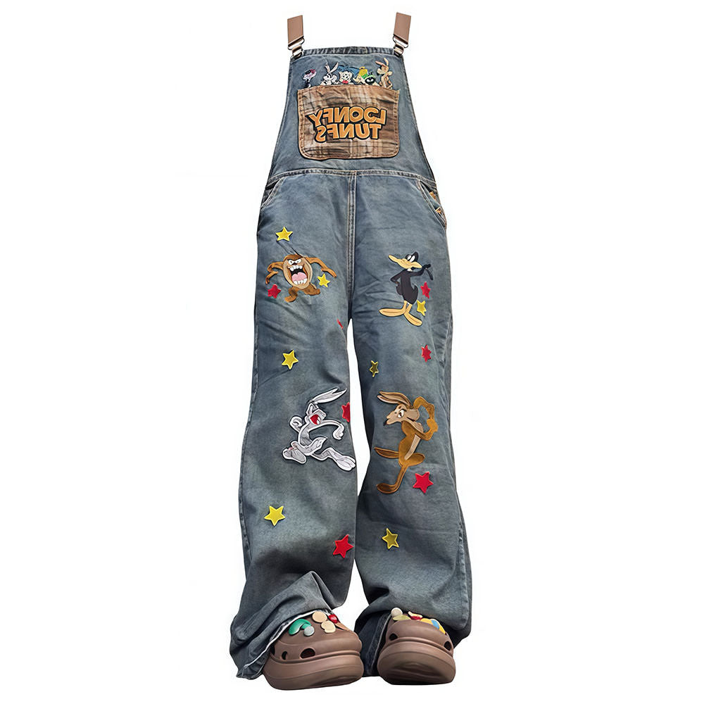 90s aesthetic embroidered overalls boogzel clothing
