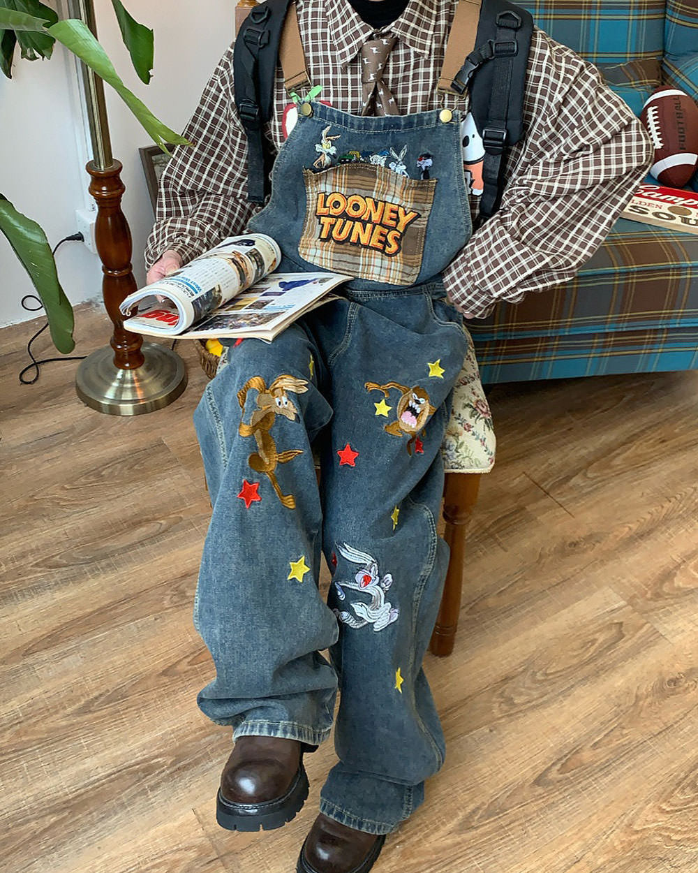 90s aesthetic embroidered overalls boogzel clothing