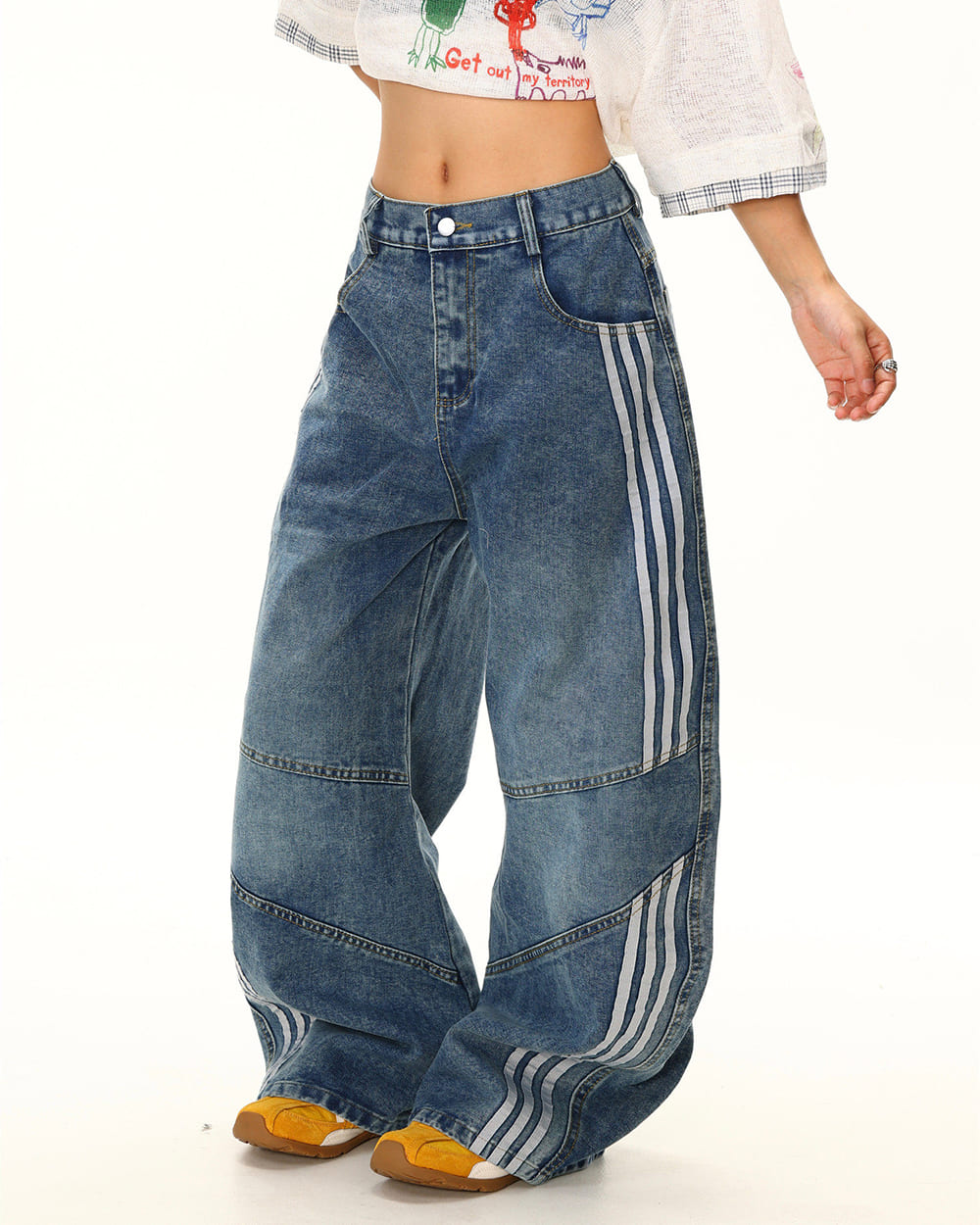 90s aesthetic side stripe jeans boogzel clothing