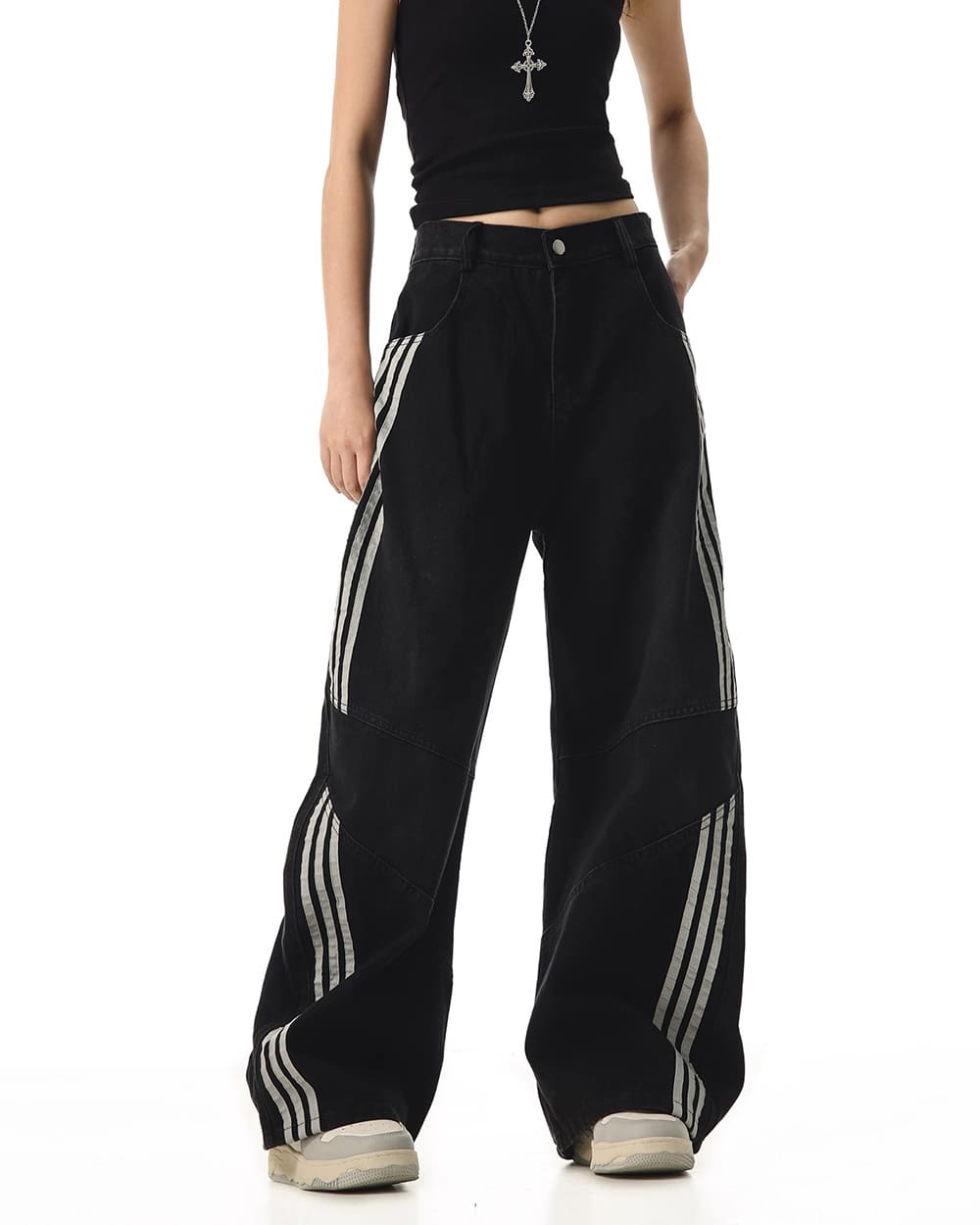 90s aesthetic side stripe jeans boogzel clothing