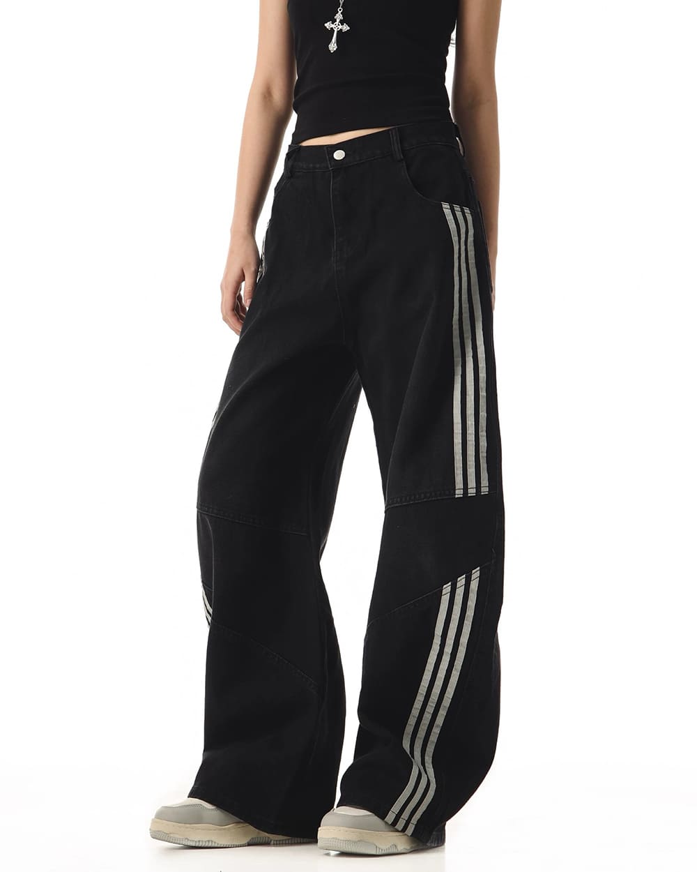 90s aesthetic side stripe jeans boogzel clothing
