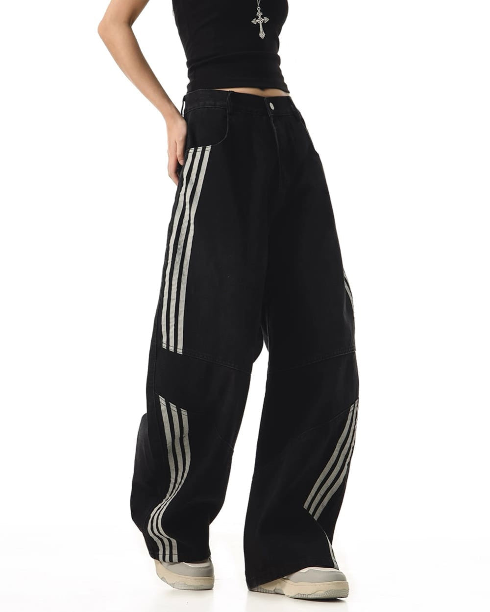 90s aesthetic side stripe jeans boogzel clothing