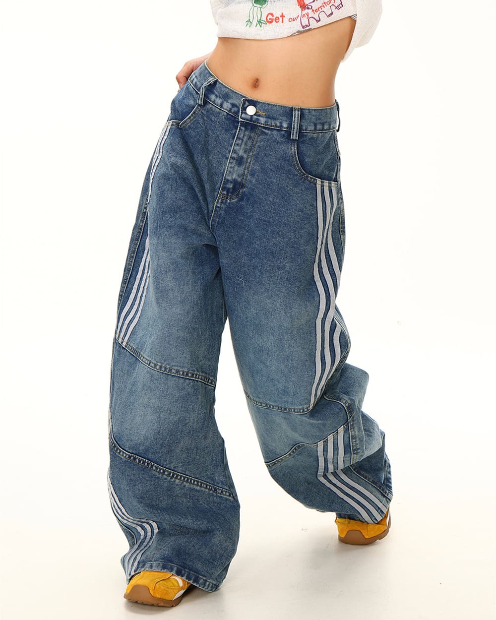 90s aesthetic side stripe jeans boogzel clothing