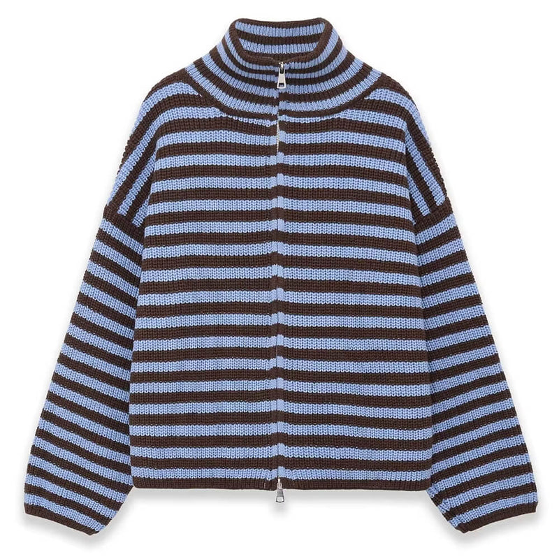 90s striped knit zip-up cardigan boogzel clothing