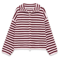 90s striped knit zip-up cardigan boogzel clothing