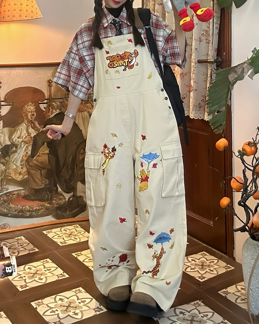 90s embroidery overalls boogzel clothing