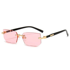 90s rectangle rimless sunglasses boogzel clothing