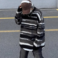 grunge striped knit sweater boogzel clothing