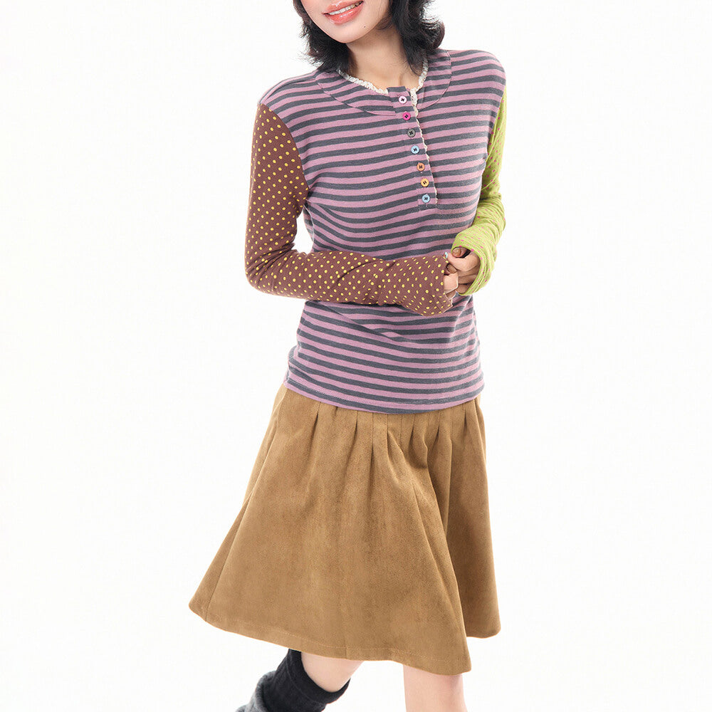 90s striped polka dot long sleeve top boogzel clothing