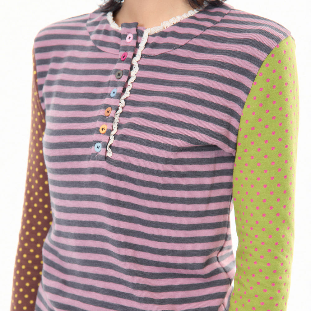 90s striped polka dot long sleeve top boogzel clothing
