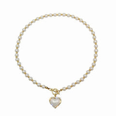 aesthetic heart pearl necklace boogzel apparel