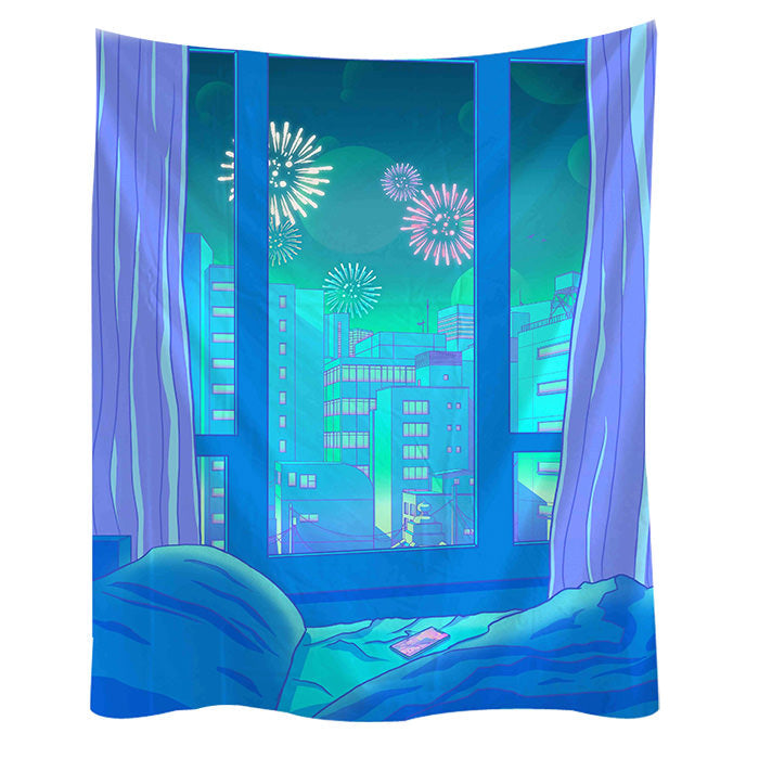Fireworks anime tapestry boogzrl apparel