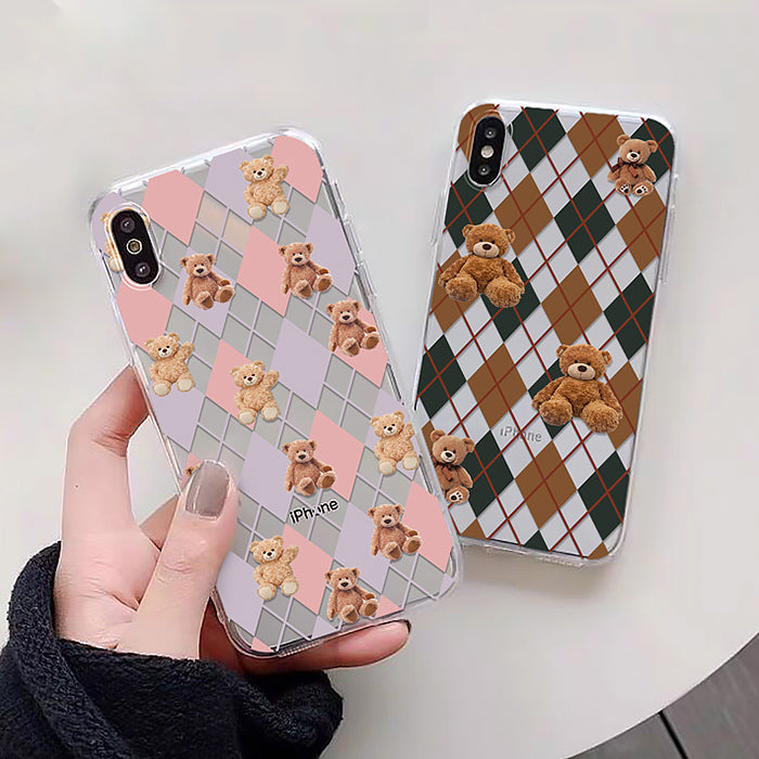 bear argyle pattern iphone case shop