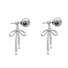 bow pendant pearl earrings boogzel clothing