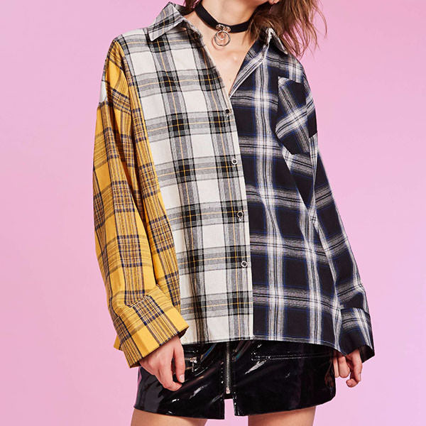 yellow grey checkered shirt boogzel apparel