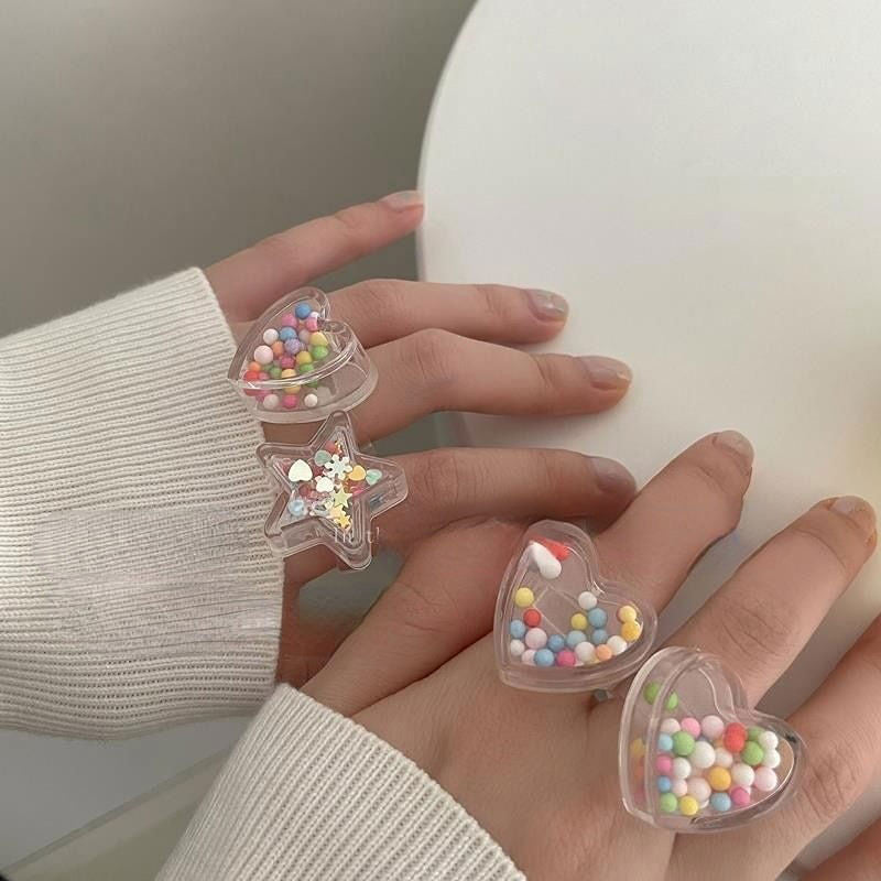 Candy Beads Clear Rings boogzel clothing