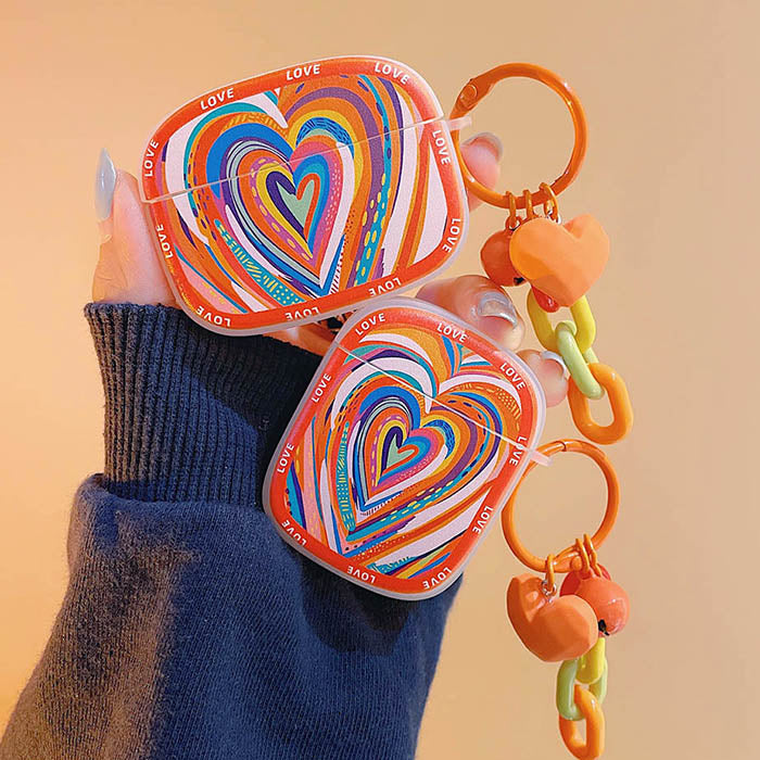 colorful heart airpods case boogzel apparel