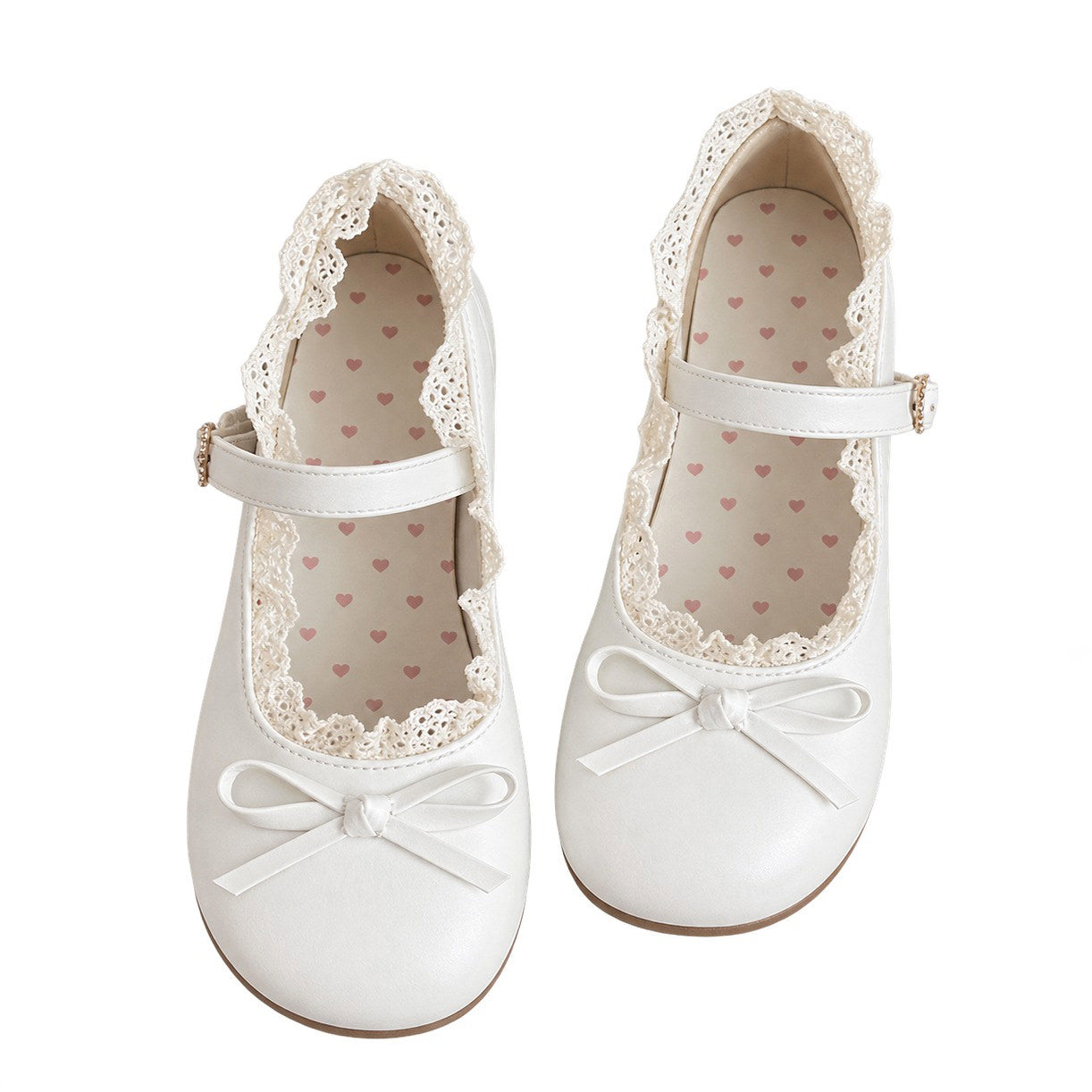 Coquette-Lace-Trim-Mary-Jane-Flats-white-Boogzel-Clothing