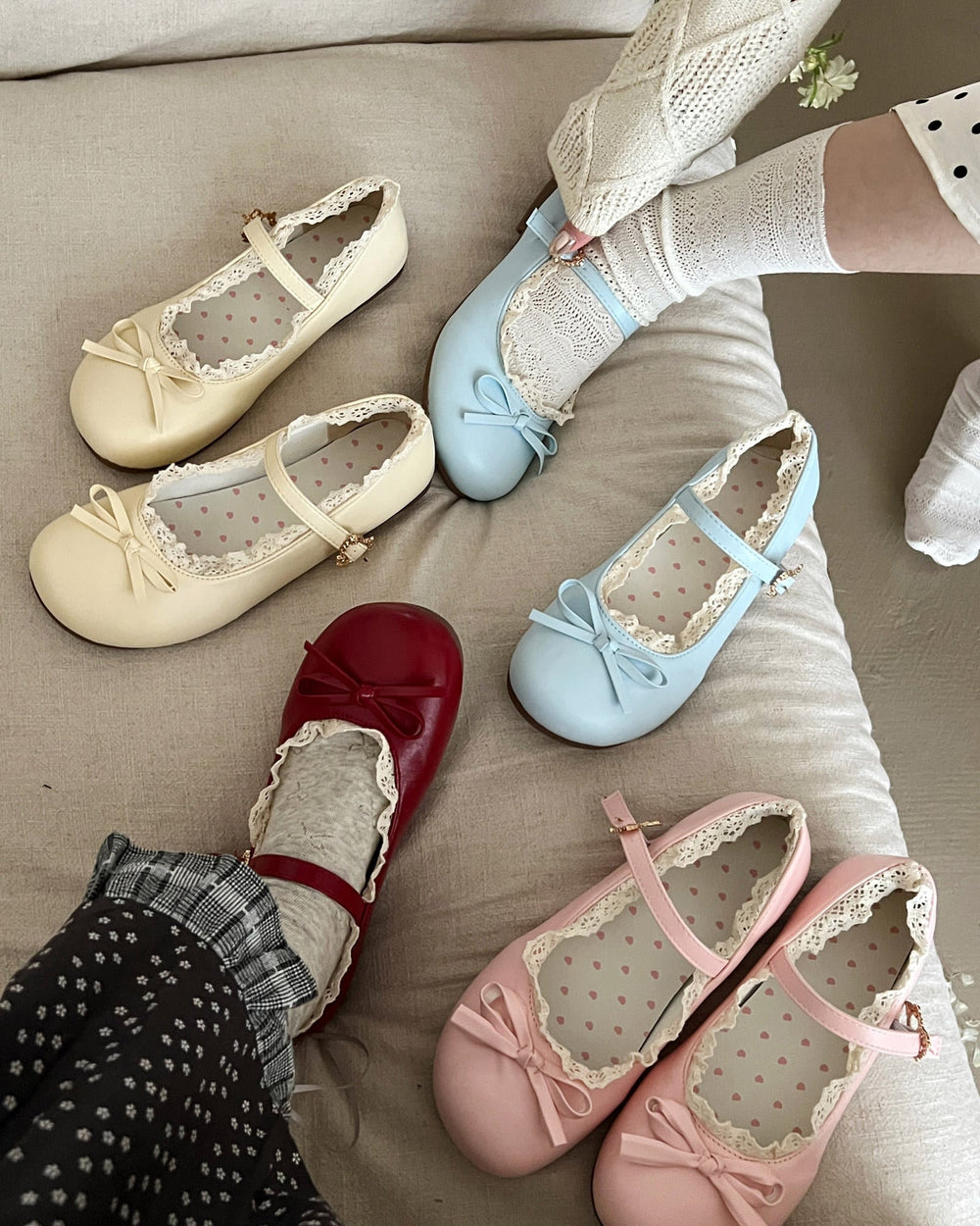 Coquette-Lace-Trim-Mary-Jane-Flats-pink-Boogzel-Clothing