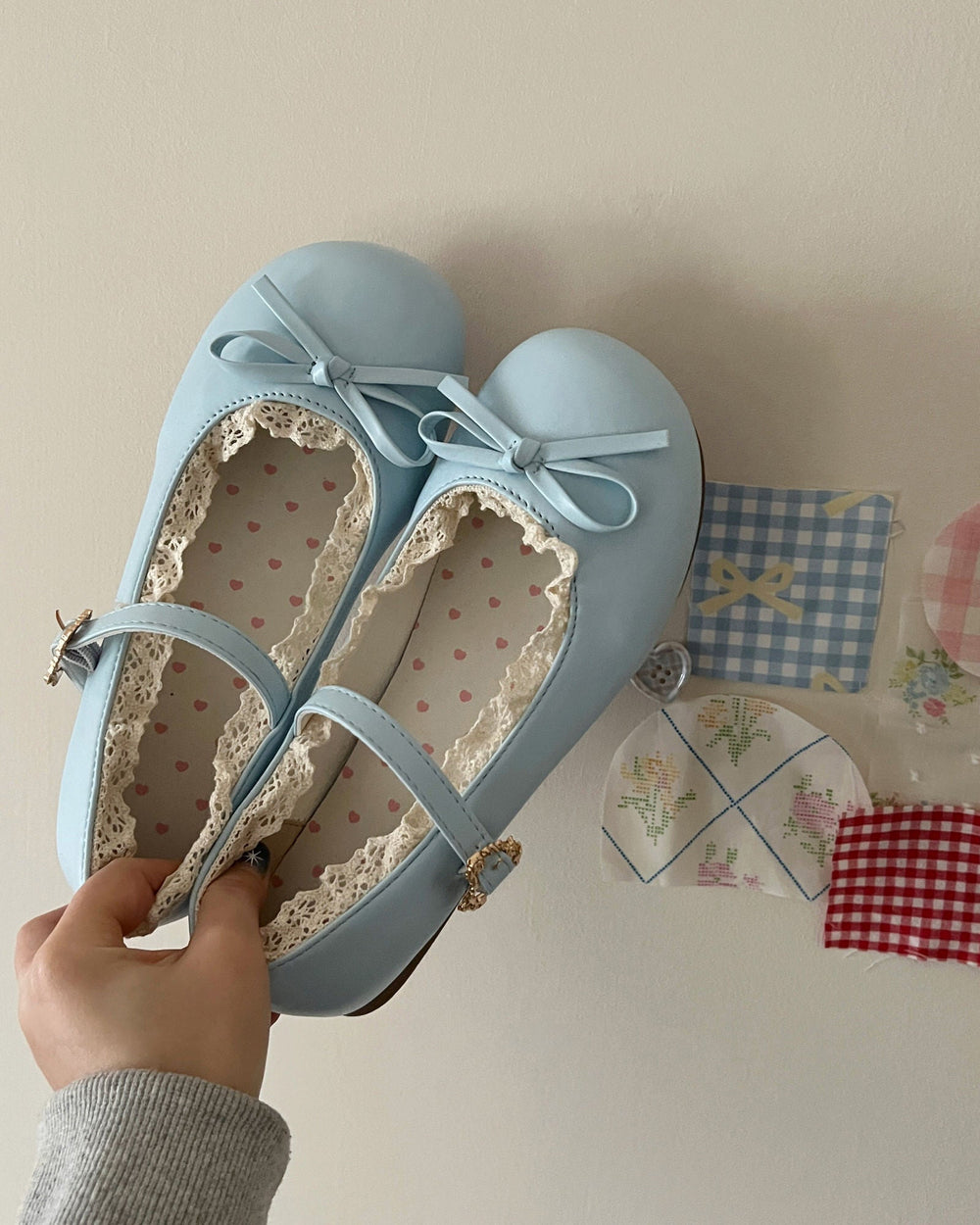Coquette-Lace-Trim-Mary-Jane-Flats-baby-blue-Boogzel-Clothing