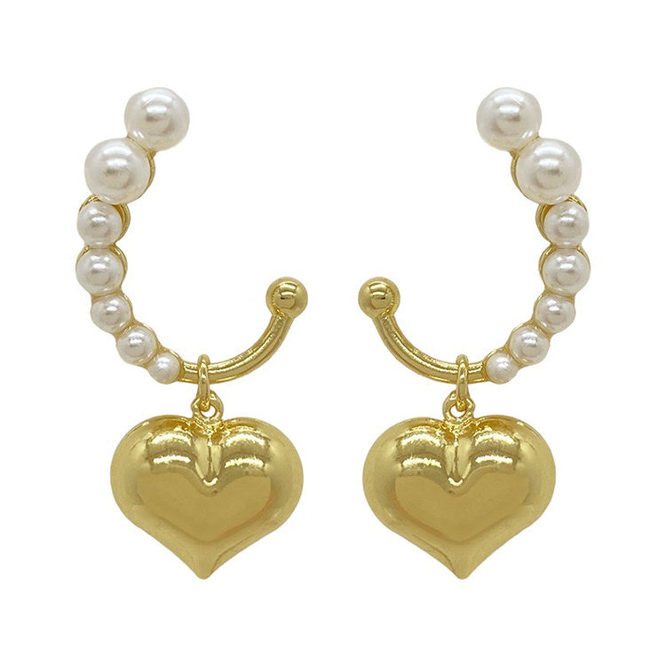 Coquette Aesthetic Heart Pearl Earrings  - Boogzel Clothing