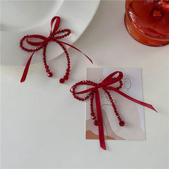 Coquette Aesthetic Red Bow Earrings