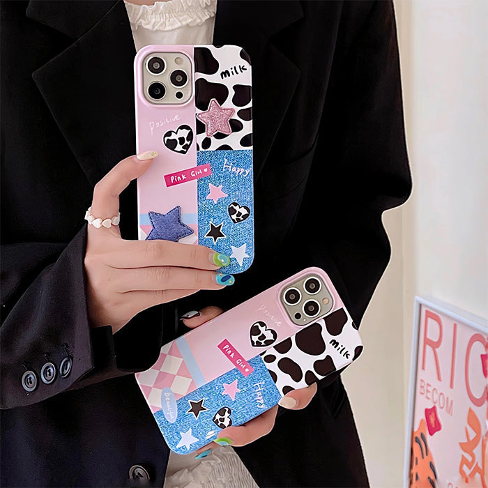 cow print heart phone case boogzel apparel
