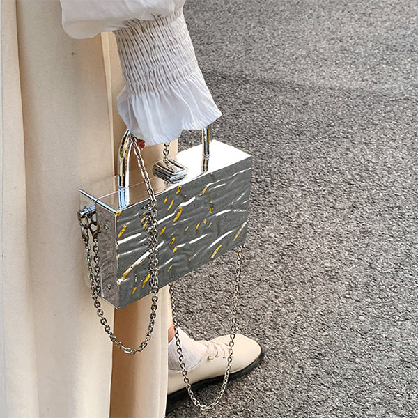 silver metal chain bag boogzel apparel