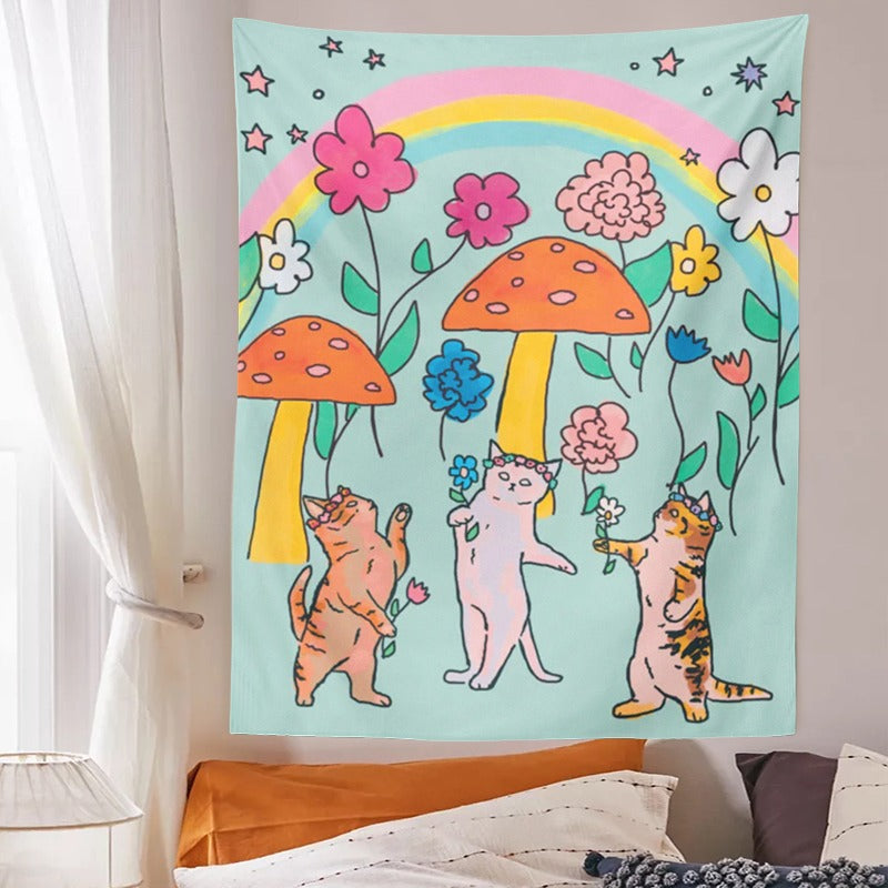 dancing cat wall tapestry boogzel apparel