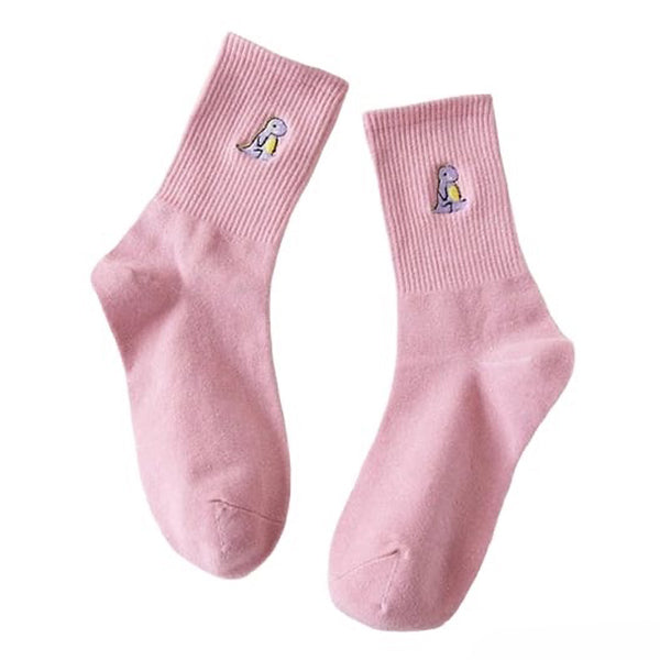 dino embroidery pastel socks boogzel apparel