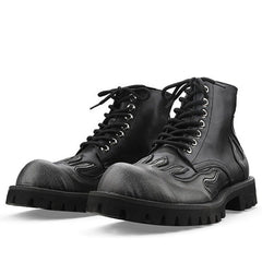 Feel The Burn Combat Boots - flame boots - fire boots boogel clothing