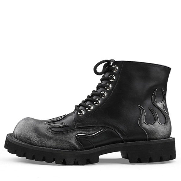 Feel The Burn Combat Boots - flame boots - fire boots boogel clothing