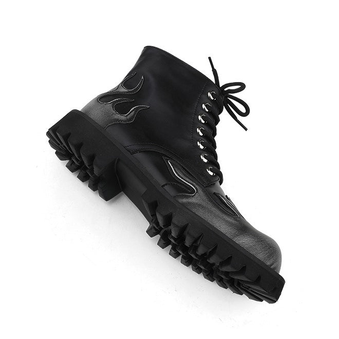 Feel The Burn Combat Boots - flame boots - fire boots boogel clothing