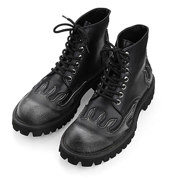 Feel The Burn Combat Boots - flame boots - fire boots boogel clothing