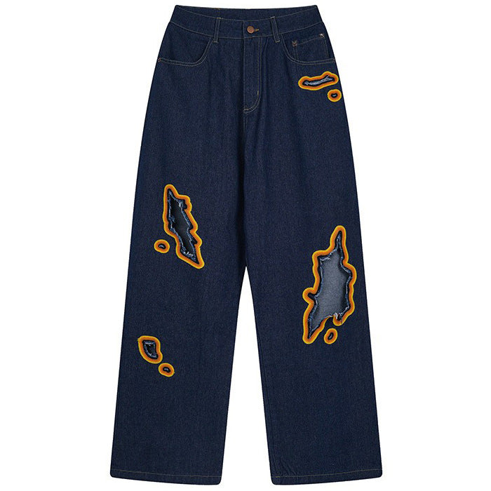 Feel The Burn Cut-Out Jeans - burnt out flame jeans boogzel clothing