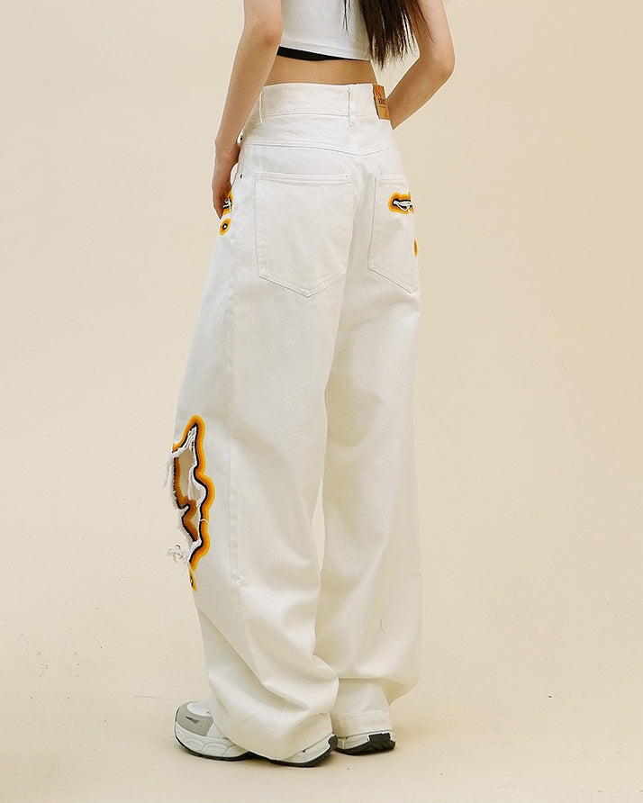 Feel The Burn Cut-Out Jeans - burnt out flame jeans boogzel clothing