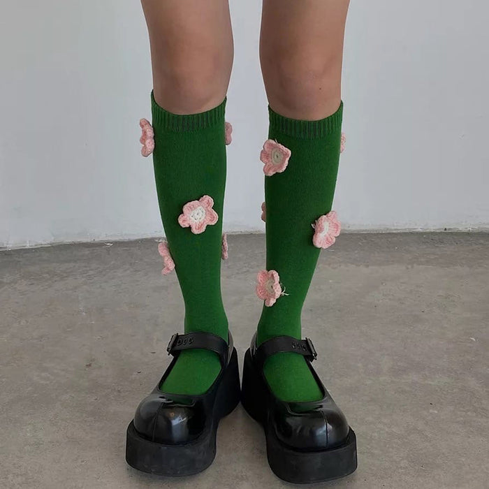 flower embroidery green socks boogzel apparel