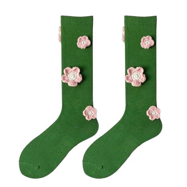 flower embroidery knee socks boogzel apparel