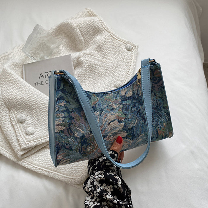 flower oil painting baguette bag boogzel apparel