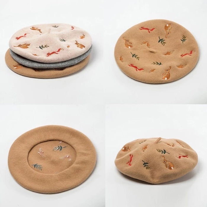 embroidered wool beret boogzel apparel