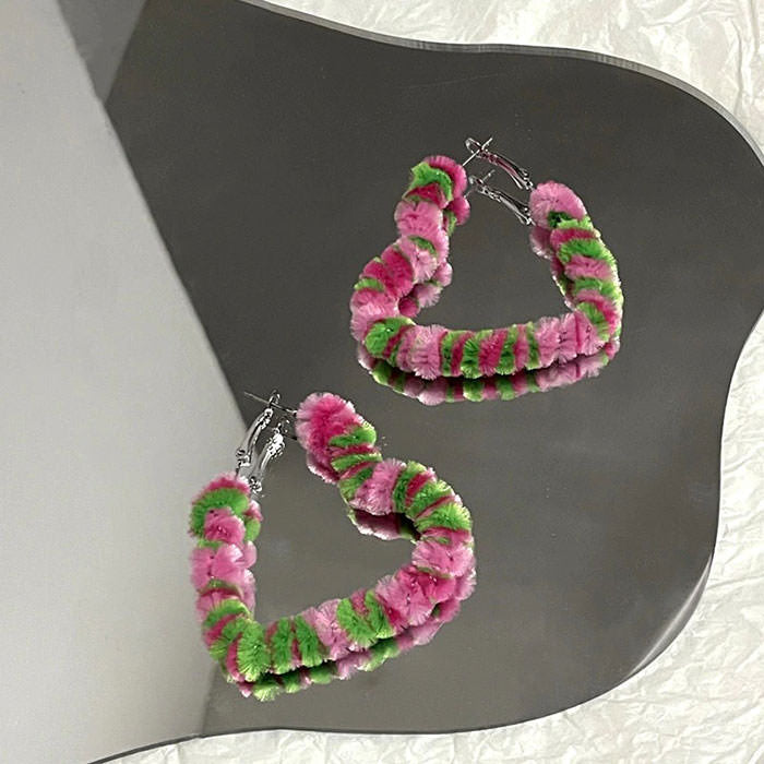 Fuzzy Heart Hoop Earrings boogzel apparel