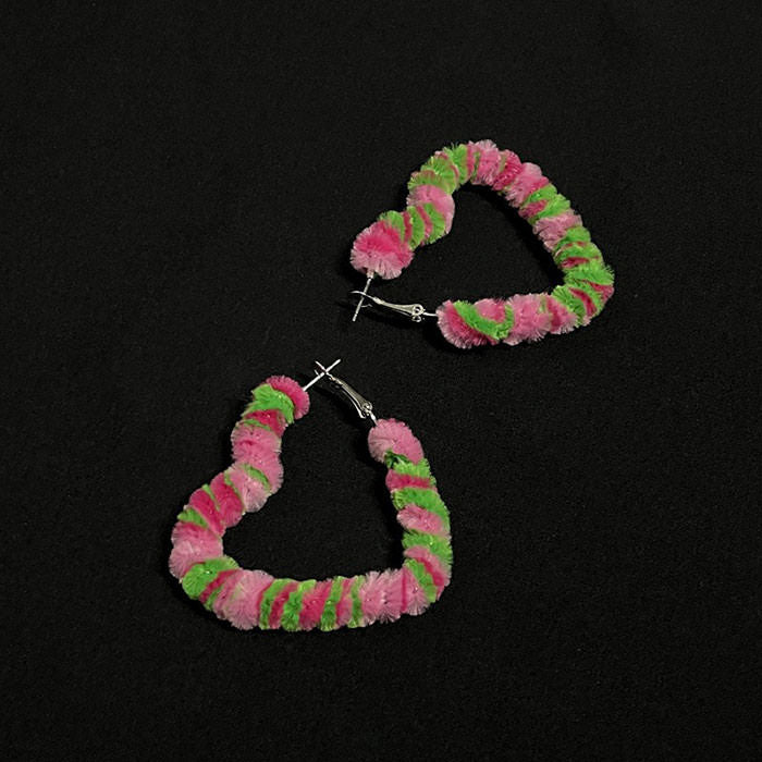 Fuzzy Heart Hoop Earrings boogzel apparel