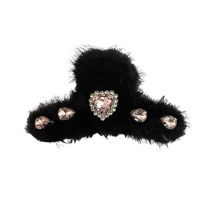 fuzzy rhinestone hair claw boogzel apparel