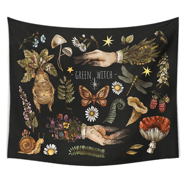 Green Witch Wall Tapestry boogzel apparel