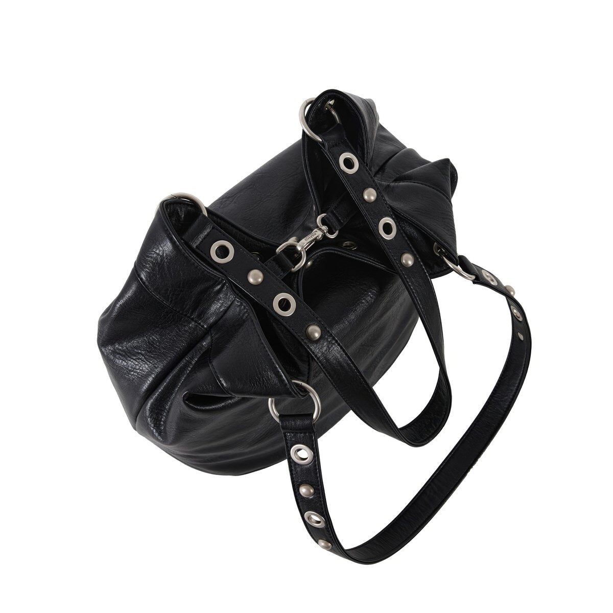 Grommet-Stud-Black-Shoulder-Bag