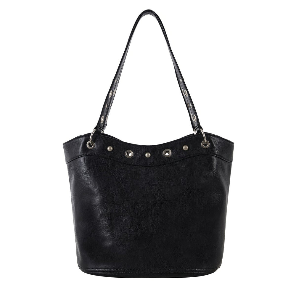 Grommet-Stud-Black-Shoulder-Bag