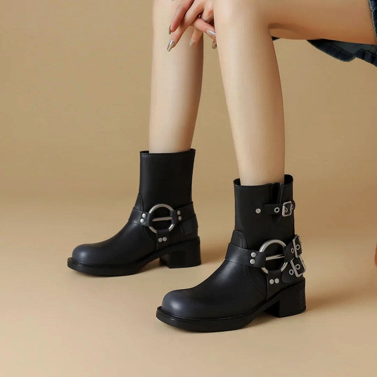 Grunge Sleaze Motorcycle Buckle Boots - boogzel clothing - grunge outfit