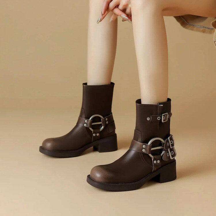 Grunge Sleaze Motorcycle Buckle Boots - boogzel clothing - grunge outfit